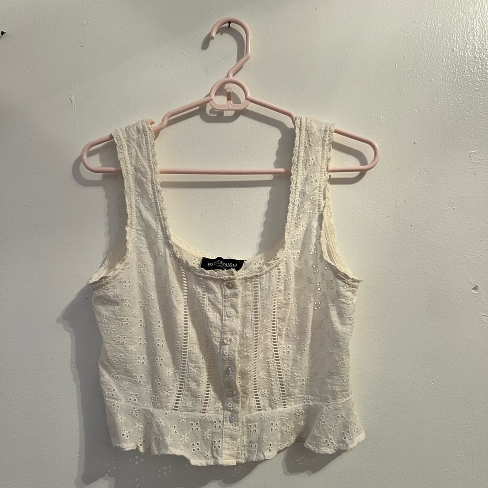 Sleeves White Eyelet Top